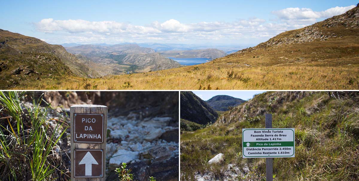 Caminho até o pico da Lapinha, sinalização da trilha